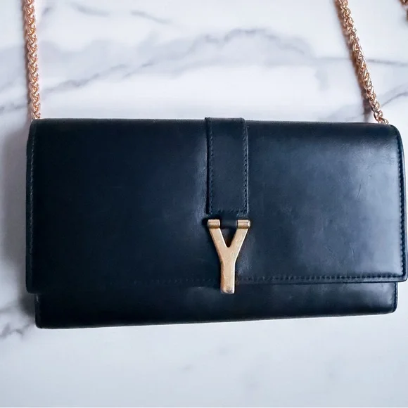 Authentic YSL Ligne Leather wallet on chain - Picture 6 of 13